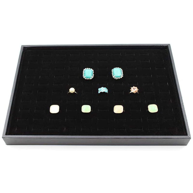 Pimuza Black Velvet Stackable 100 Slot Ring Inserts Jewelry Tray Showcase Display Organizer Holder Storage Box Case Pad Stackers for Valet Closet, Decorate Vanity Table, Cabinet, College Dorm Drawer - Image 5